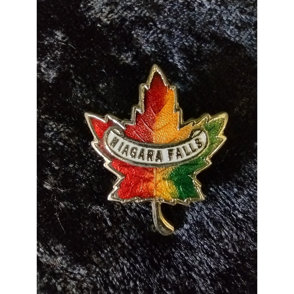 Vtg Niagara Falls Souvenir Pin Canada Colored Maple Leaf‎ Travel Brooch Jewelry